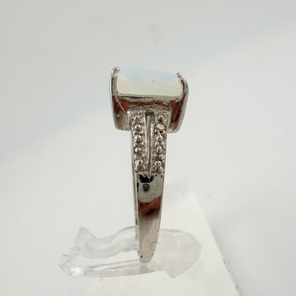 Beautiful Natural Opal Ring with Small Diamond Accent - Size 7.25 - Picture 5 of 16